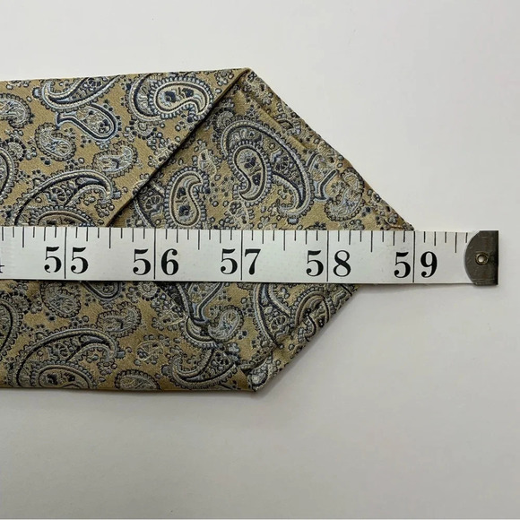 BURMA BIBAS Gold Paisley Woven Silk Tie - Picture 9 of 11